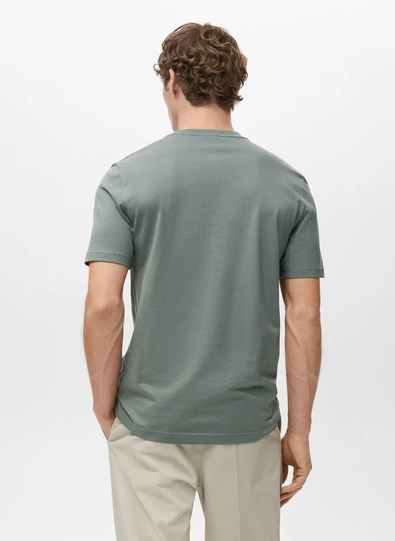 Mango Man  100% cotton slim-fit t-shirt for Men | Best Price UAE